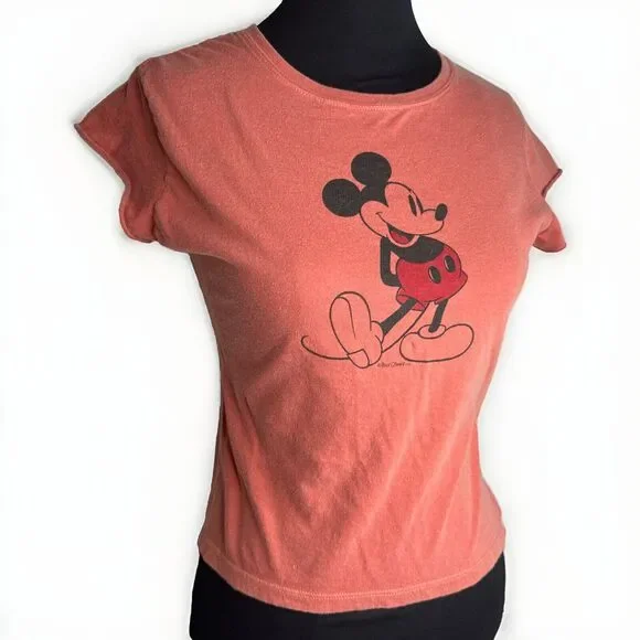Walt Disney Classic Collection Mickey Mouse T Shirt Womens Size Small Pink USA - Picture 1 of 9